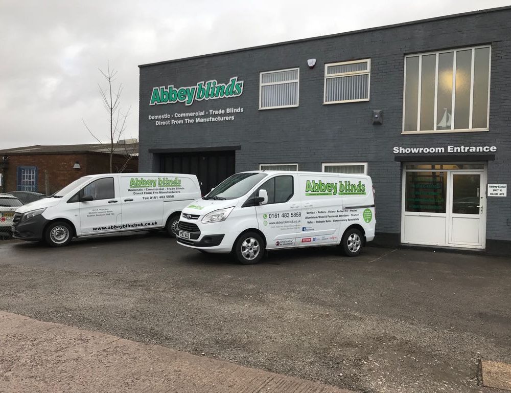 Abbey blinds factory, show room and vans